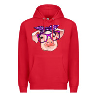 Red pig with bandana Premium Hoodie - RanaPortraitStore