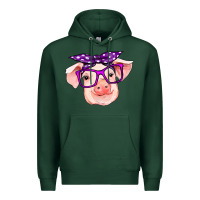 Sports Green pig with bandana Premium Hoodie - RanaPortraitStore