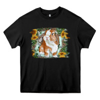 Black Bunny With Flower Leopard Heavy Core Tee - RanaPortraitStore