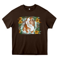 Chocolate Brown Bunny With Flower Leopard Heavy Core Tee - RanaPortraitStore