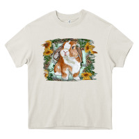 Cream Bunny With Flower Leopard Heavy Core Tee - RanaPortraitStore