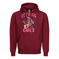 Burgundy lets go girls cowgirl boots star Zipper Hoodie - MaliasSmallBusiness