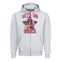 Heather Grey lets go girls cowgirl boots star Zipper Hoodie - MaliasSmallBusiness