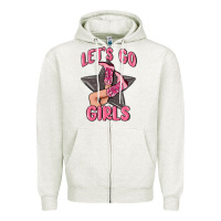 Oatmeal Heather lets go girls cowgirl boots star Zipper Hoodie - MaliasSmallBusiness