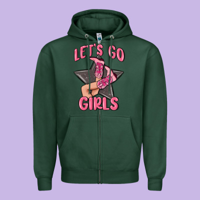 Lets Go Girls Cowgirl Boots Star Zipper Hoodie Designed By Maliassmallbusiness