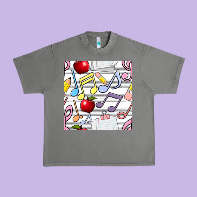 Music Class Seamless Pattern Urban Heavy Tee Designed By Bundleandbundleshop