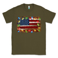 Army Green christmas american flag background Classic Tee - Jasminsmagicworld