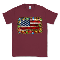 Burgundy christmas american flag background Classic Tee - Jasminsmagicworld