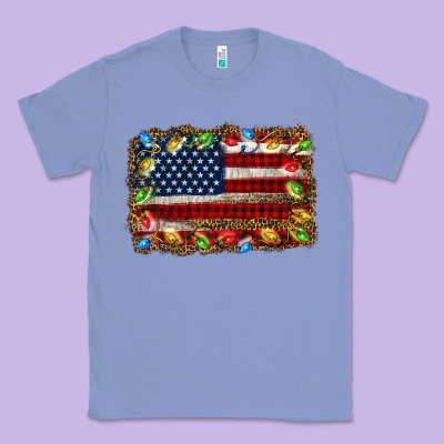 Christmas American Flag Background Classic Tee Designed By Jasminsmagicworld