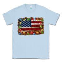 Dusty Blue christmas american flag background Classic Tee - Jasminsmagicworld
