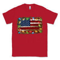 Red christmas american flag background Classic Tee - Jasminsmagicworld