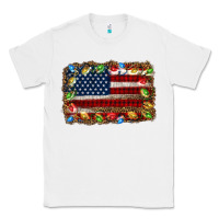White christmas american flag background Classic Tee - Jasminsmagicworld