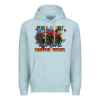 Blue Mist just a boy who loves monster trucks Premium Hoodie - JahusDesignShop