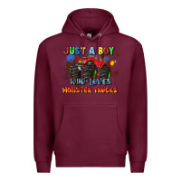 Burgundy just a boy who loves monster trucks Premium Hoodie - JahusDesignShop