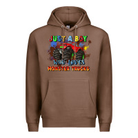 Chestnut just a boy who loves monster trucks Premium Hoodie - JahusDesignShop