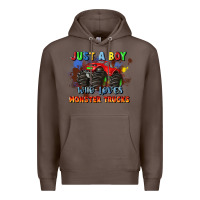 Coffee just a boy who loves monster trucks Premium Hoodie - JahusDesignShop