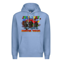 Colony Blue just a boy who loves monster trucks Premium Hoodie - JahusDesignShop