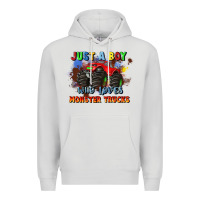 Dove Grey just a boy who loves monster trucks Premium Hoodie - JahusDesignShop