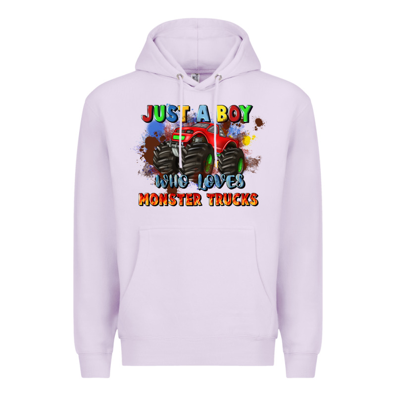 Just A Boy Who Loves Monster Trucks Premium Hoodie by JahusDesignShop | Teevron