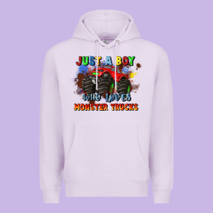Just A Boy Who Loves Monster Trucks Premium Hoodie Designed By Jahusdesignshop
