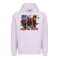 Lilac just a boy who loves monster trucks Premium Hoodie - JahusDesignShop