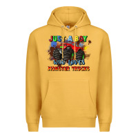 Mustard just a boy who loves monster trucks Premium Hoodie - JahusDesignShop