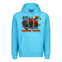 Ocean Blue just a boy who loves monster trucks Premium Hoodie - JahusDesignShop