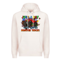 Pale Pink just a boy who loves monster trucks Premium Hoodie - JahusDesignShop