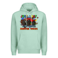 Seafoam just a boy who loves monster trucks Premium Hoodie - JahusDesignShop