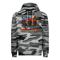 Slate Camo just a boy who loves monster trucks Premium Hoodie - JahusDesignShop