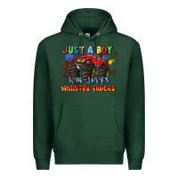 Sports Green just a boy who loves monster trucks Premium Hoodie - JahusDesignShop