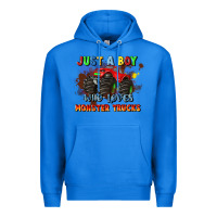 True Royal just a boy who loves monster trucks Premium Hoodie - JahusDesignShop
