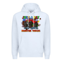 White just a boy who loves monster trucks Premium Hoodie - JahusDesignShop