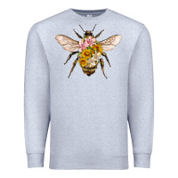 Heather Grey bee with flowers Premium Sweatshirt - Artiststas