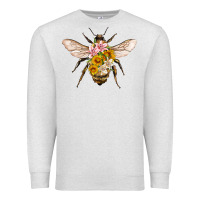 Oatmeal Heather bee with flowers Premium Sweatshirt - Artiststas