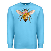 Ocean Blue bee with flowers Premium Sweatshirt - Artiststas