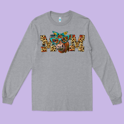 Western Mom Red Angus Cow Long Sleeve Tee Designed By Lillyallendesigns