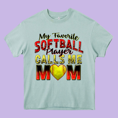 My Favorite Softball Player Calls Me Mom Heavy Core Tee Designed By Zillion Design Studio