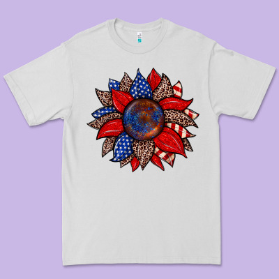 American Flag Leopard Sunflower Premium Tee Designed By Zillion Design Studio
