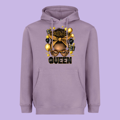 Birthday Queen Afro Messy Bun Heavyweight Hoodie Designed By Artiststas