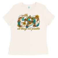 Bone with god all things are possible with cross Ladies Tee - texasbilliewilder