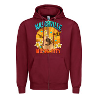 Burgundy naschville music city Zipper Hoodie - NancyCooperArtShop