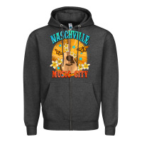 Charcoal Heather naschville music city Zipper Hoodie - NancyCooperArtShop