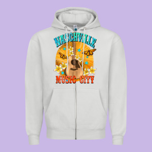 Naschville Music City Zipper Hoodie Designed By Nancycooperartshop
