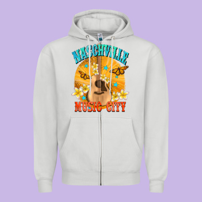 Naschville Music City Zipper Hoodie Designed By Nancycooperartshop