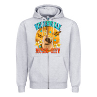 Heather Grey naschville music city Zipper Hoodie - NancyCooperArtShop