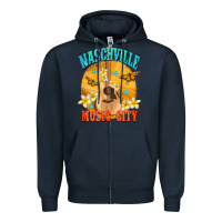 Navy naschville music city Zipper Hoodie - NancyCooperArtShop