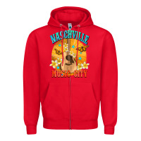 Red naschville music city Zipper Hoodie - NancyCooperArtShop