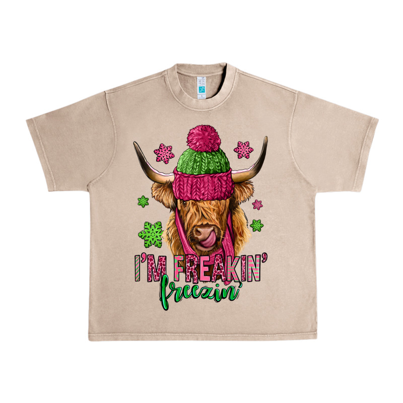 I'm Freakin Freezin Pink Christmas Long Haired Cow Urban Heavy Tee by Jasminsmagicworld | Teevron