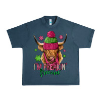 Midnight Navy i'm freakin freezin pink christmas long haired cow Urban Heavy Tee - Jasminsmagicworld